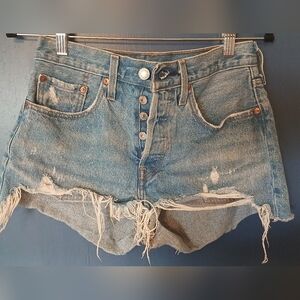 Levi's 501 Light Blue Distressed Cutoff Jean Shorts, Size small